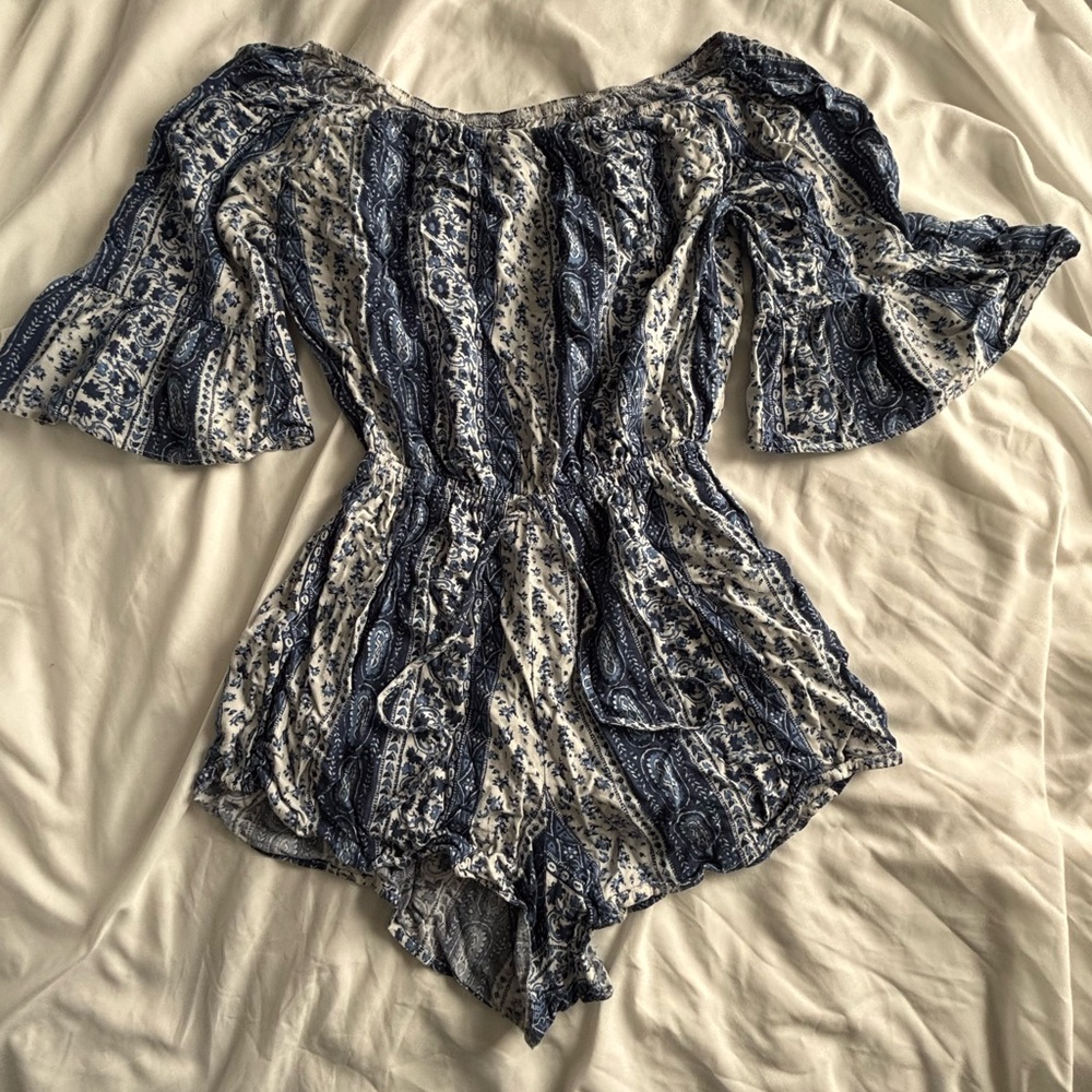Printed Off the Shoulder Romper